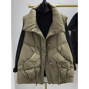 洋气时髦坎肩外穿马夹 2025新款 300斤大码 胖mm羽绒棉服马甲女冬季