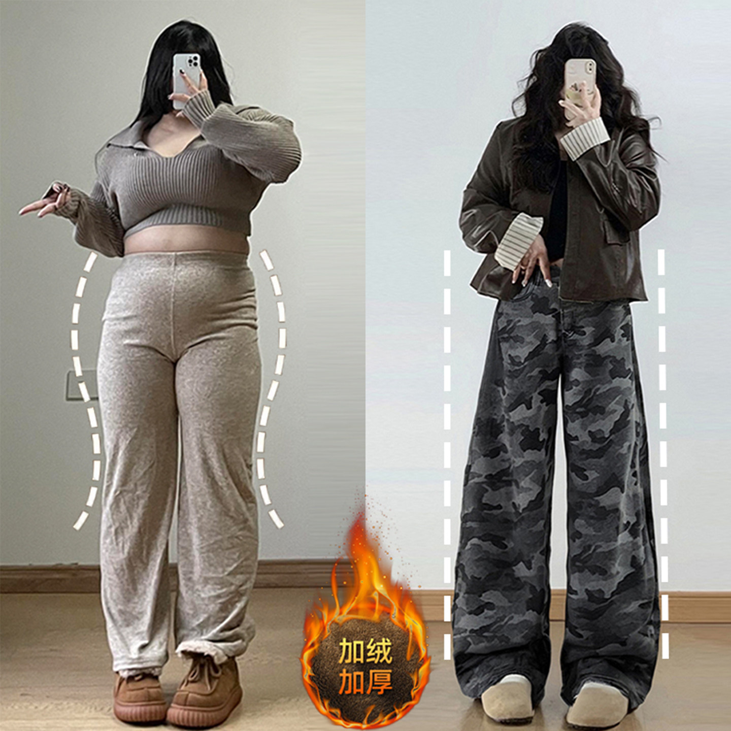 大码女装胖mm迷彩色加绒加厚牛仔裤2025新款酷飒拽姐痞帅风裤子女,女装/女士精品,大码裤装,淘宝优惠券,粉丝福利购,淘宝优惠卷