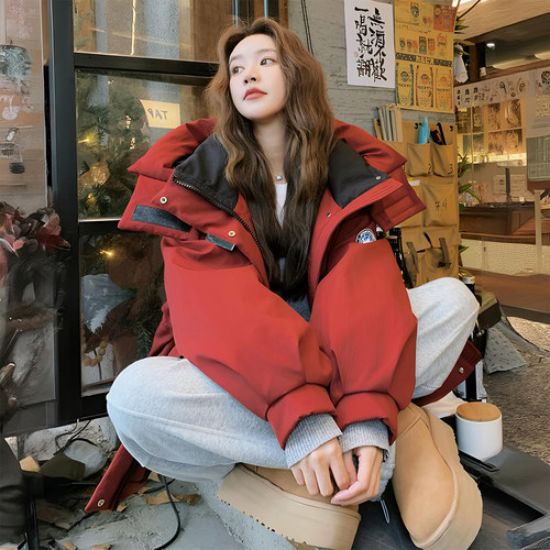 300斤大码女装高街风冲锋衣棉服