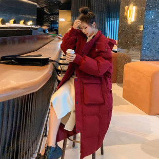 外套长款 女装 棉袄 跨年穿搭红色保暖厚棉服女2025年爆款 胖mm特大码