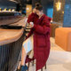 时尚 洋气红色保暖厚棉服女2025年爆款 女装 胖mm特大码 外套长款 棉袄