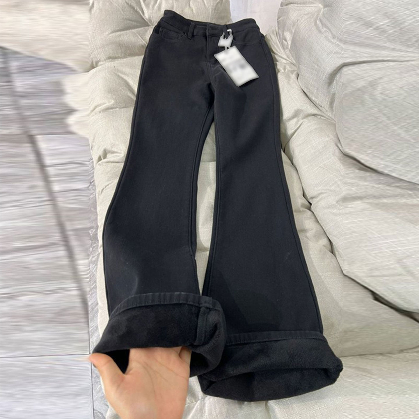 300斤大码女装黑色弹力加绒牛仔裤女胖mm小个子高腰显瘦微喇裤子,女装/女士精品,大码裤装,淘宝优惠券,粉丝福利购,淘宝优惠卷