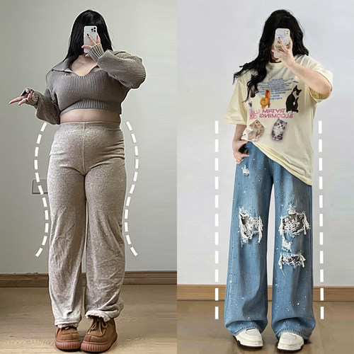 大码女装胖mm阔腿宽松显瘦裤子女