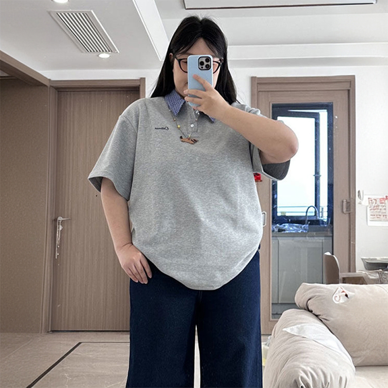 大码女装宽松显瘦遮肉短袖t恤女