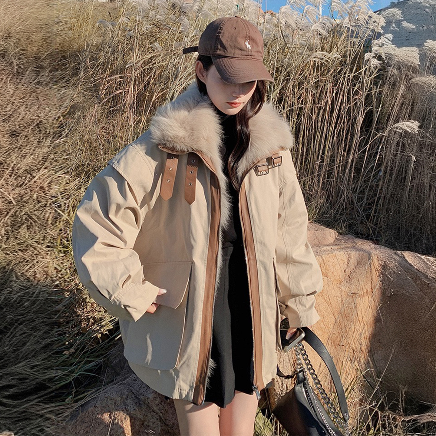 特大码女装学院风休闲百搭棉衣女