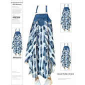 300斤大码 今年流行蓝色牛仔拼接背带裙女胖mm洋气不撞款 连衣长裙