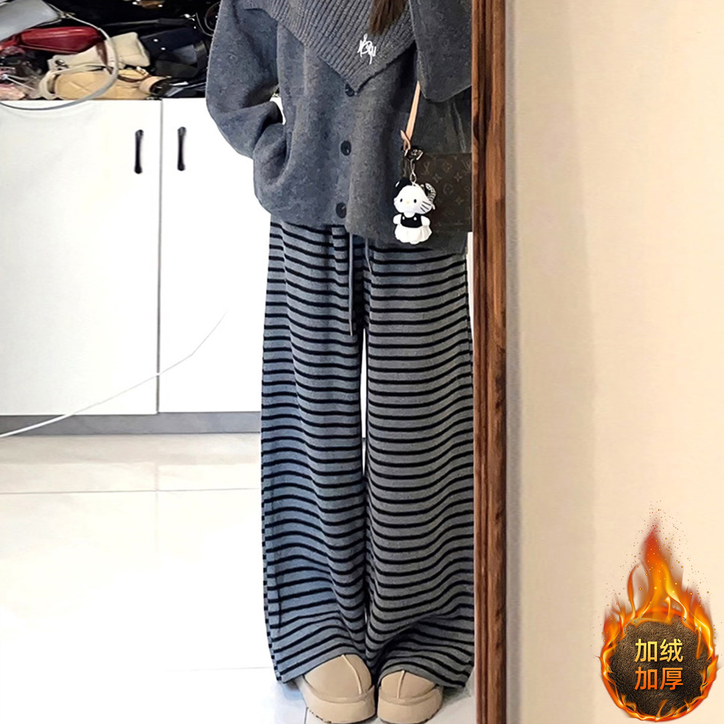 胖mm大码美式ins宽松直筒休闲裤女秋冬加绒加厚显瘦垂感阔腿裤子,女装/女士精品,大码裤装,淘宝优惠券,粉丝福利购,淘宝优惠卷