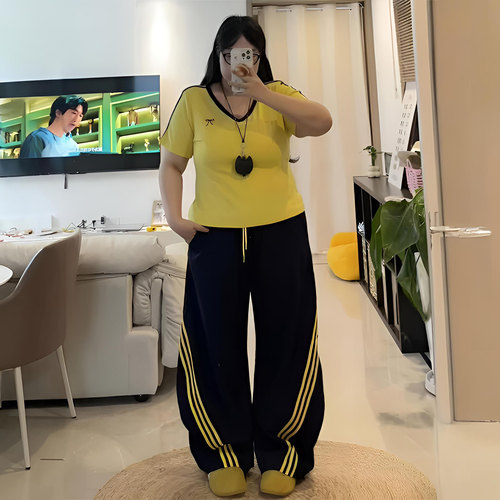 大码女装学生简约百搭运动卫裤女