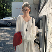 t恤女胖mm白色简约高级感学生打底衫 300斤特大码 遮肉显瘦长袖 上衣