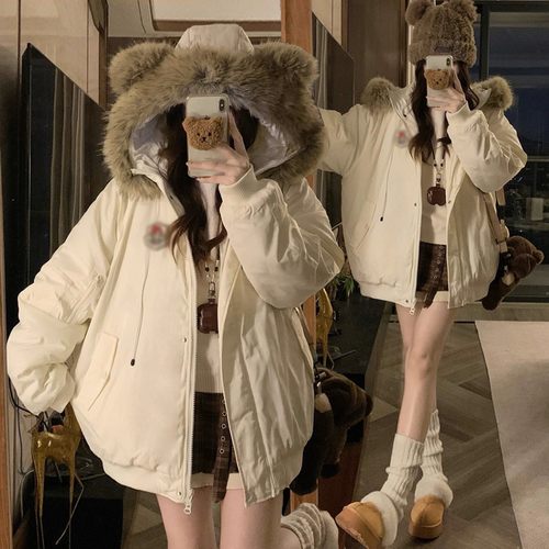 大码女装胖mm慵懒风遮肉显瘦棉衣