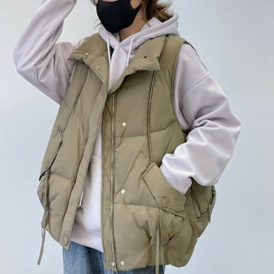 洋气坎肩棉服女胖mm宽松黑色马甲外套 300斤大码 女装 冬季 加厚时尚