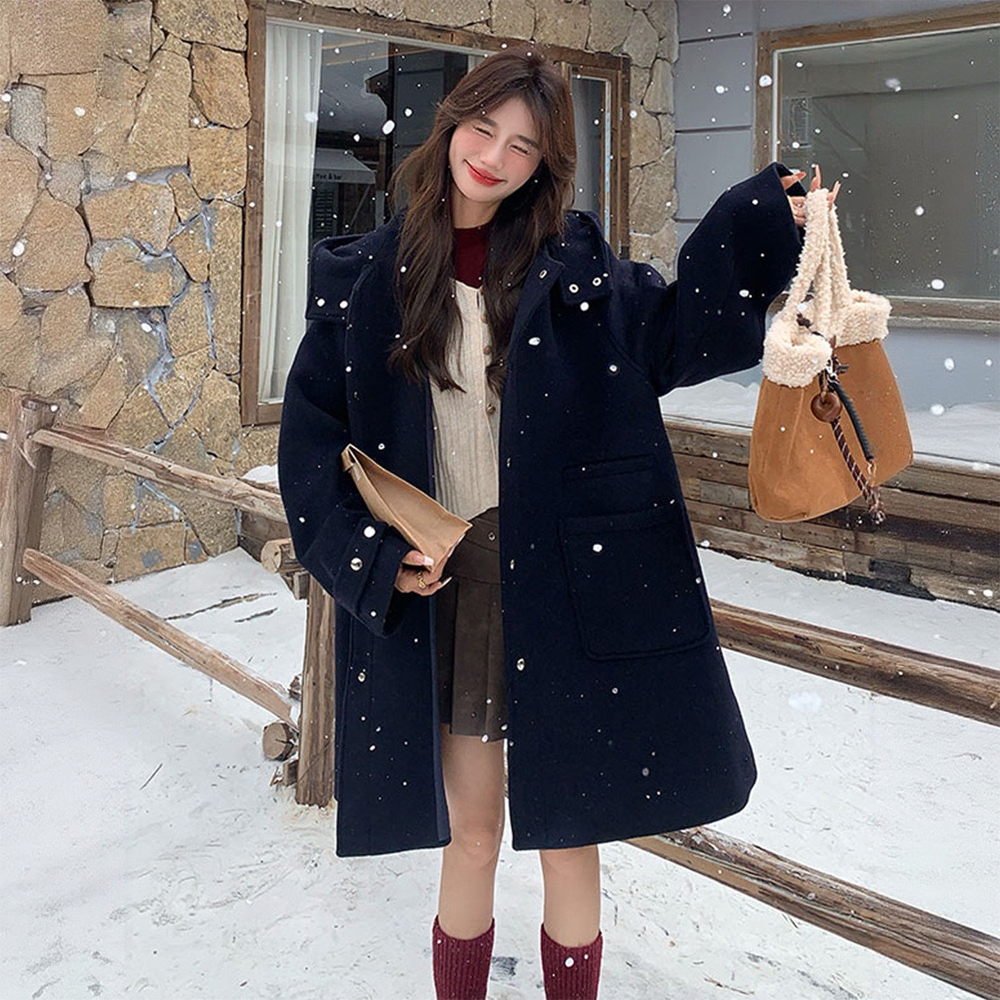 大码胖mm韩系气质保暖呢子大衣女款2025新款冬高级感加厚毛呢外套