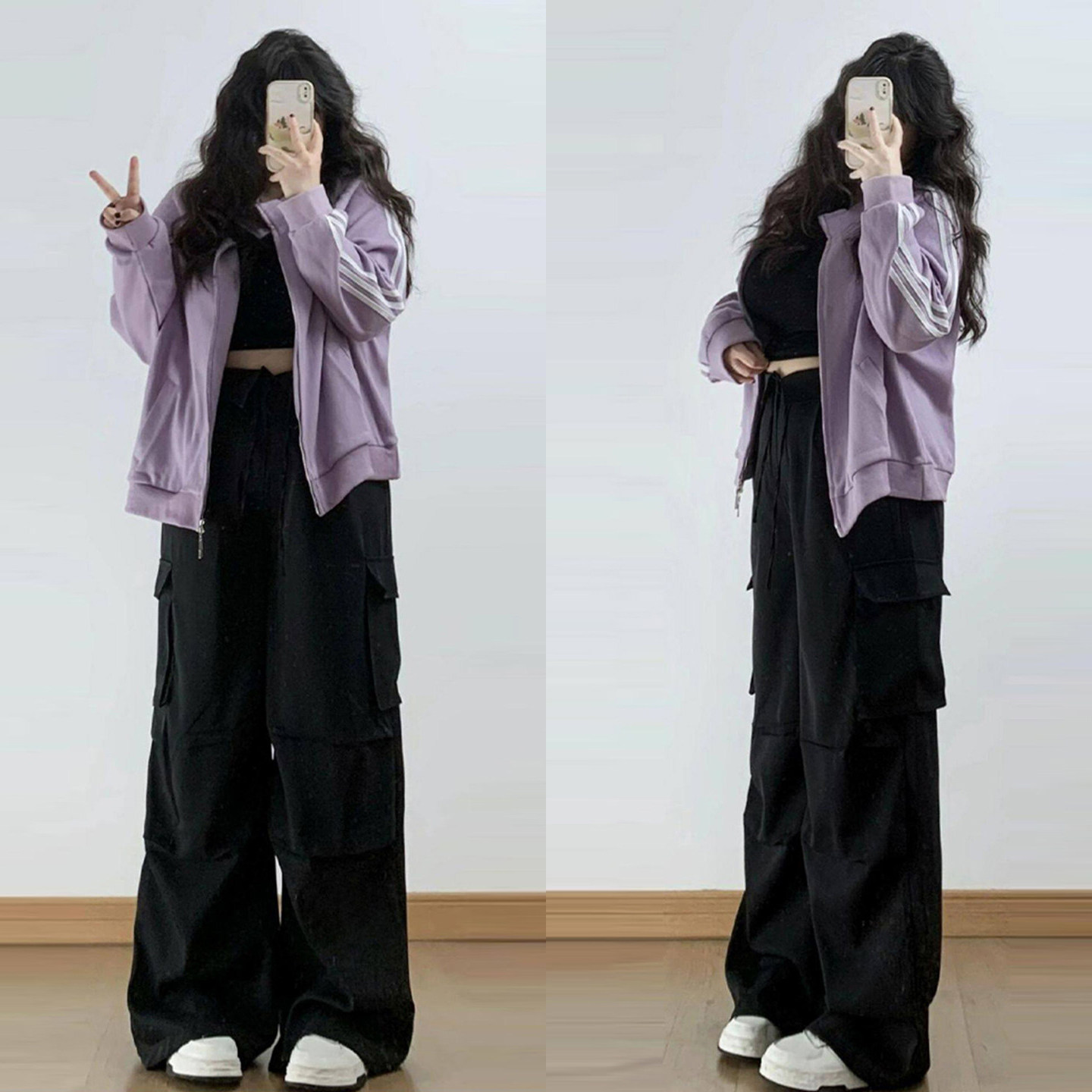 300斤大码女装韩系穿搭黑色休闲裤女胖mm辣妹风学生工装阔腿裤子,女装/女士精品,大码裤装,淘宝优惠券,粉丝福利购,淘宝优惠卷