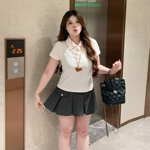 大码女装胖mm韩系chic别致上衣女