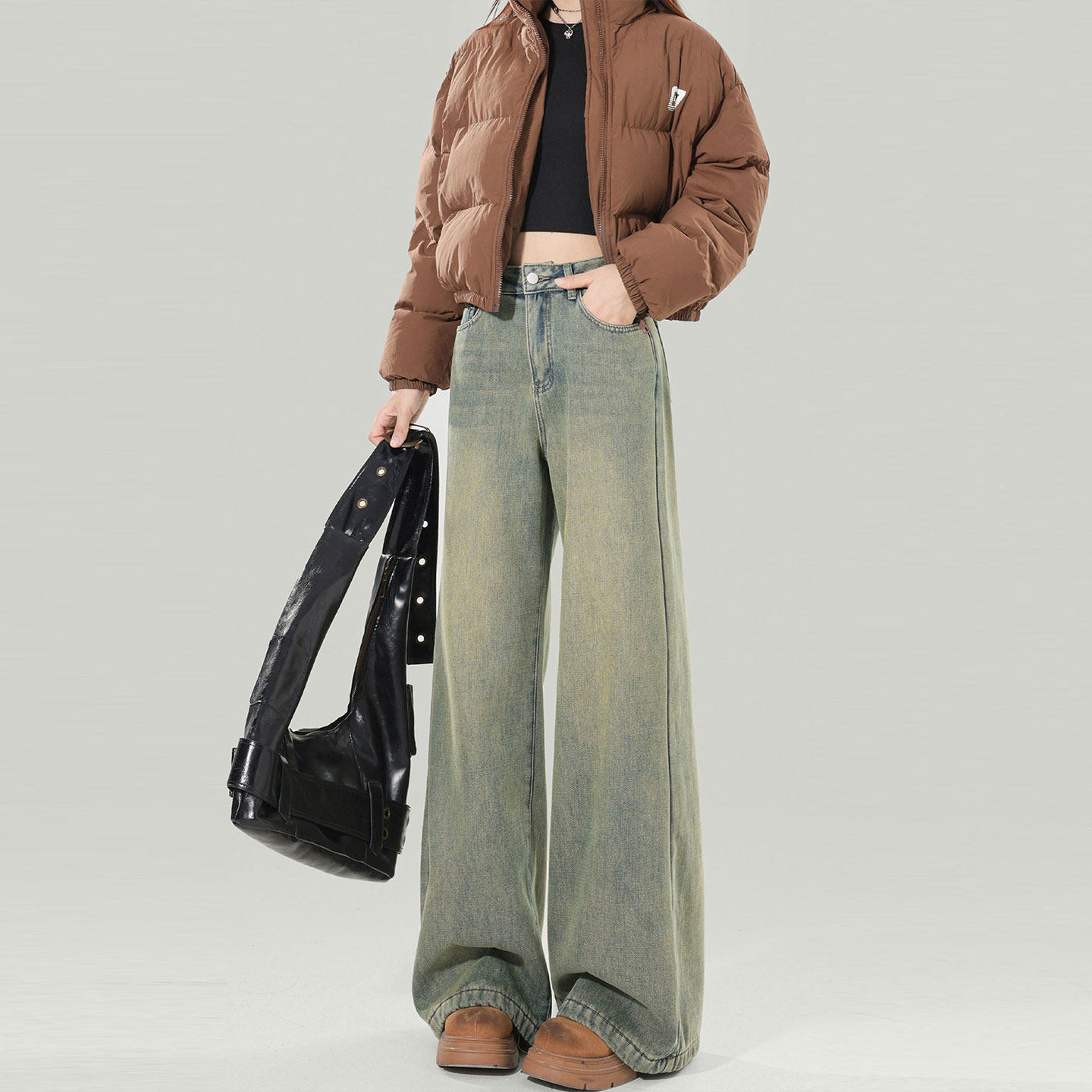 特大码女装高腰宽松直筒牛仔裤女美式穿搭高街辣妹风显瘦阔腿裤子,女装/女士精品,大码裤装,淘宝优惠券,粉丝福利购,淘宝优惠卷