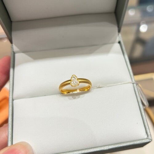TSL谢瑞麟代购 足金999福禄葫芦黄金钻石戒指女 镶钻专柜正品