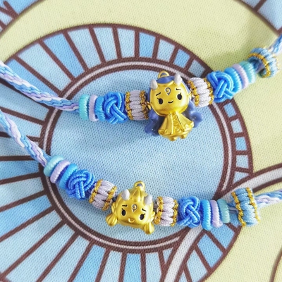 六福珠宝代购 哪吒魔童闹海足金敖丙黄金转运珠手绳 新款专柜正品