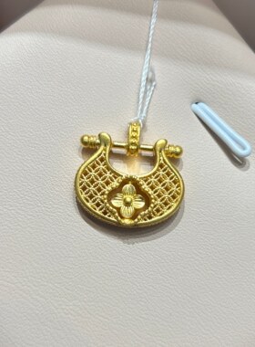 TSL谢瑞麟代购 足金999四叶草花丝宝宝锁黄金挂坠吊坠 专柜正品