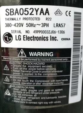 380V空调压缩机SBA061YBA适用LG制冷压缩机SBA052YAA