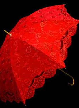 极速~结婚新娘大红色伞出嫁w雨伞婚庆伞纯色伞简约蕾丝全自动复古