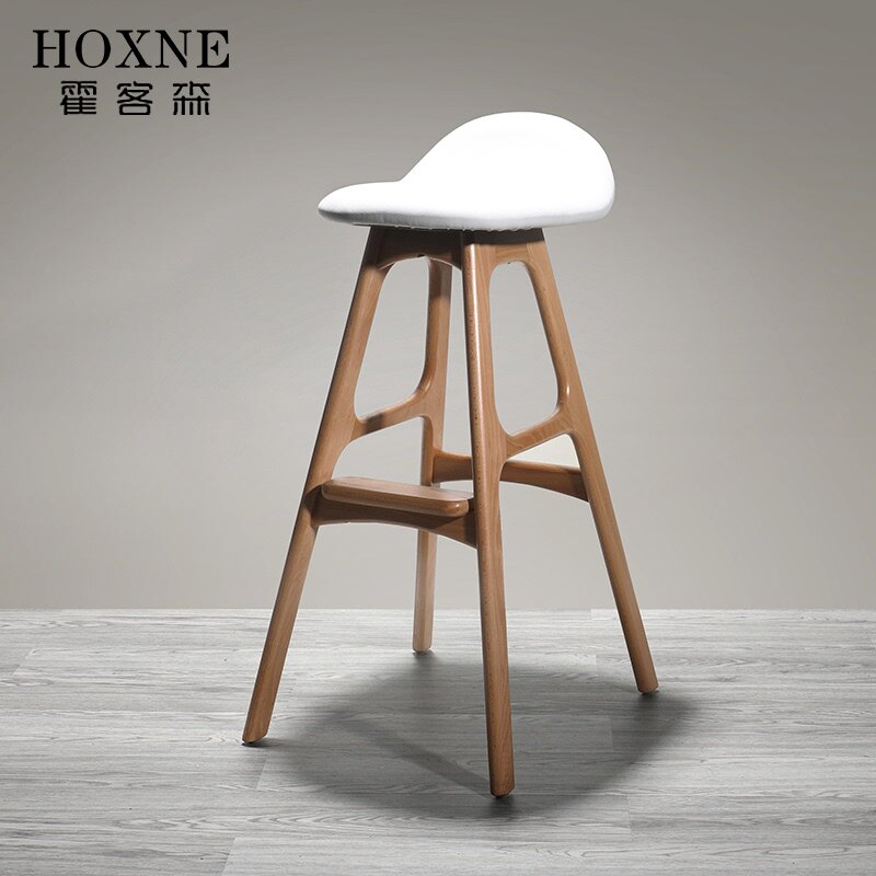 霍客森木质实木吧台椅北欧时尚餐椅化妆椅子酒吧凳高脚吧凳子吧椅