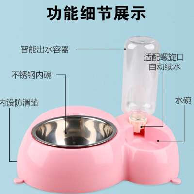 新款狗碗猫碗狗狗用品泰迪双碗大型犬狗盆猫咪盆自动饮水不锈钢狗