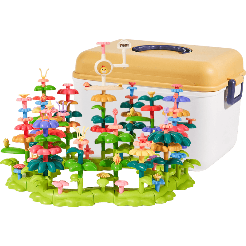 乐乐积木拼装益智玩具diy插花园