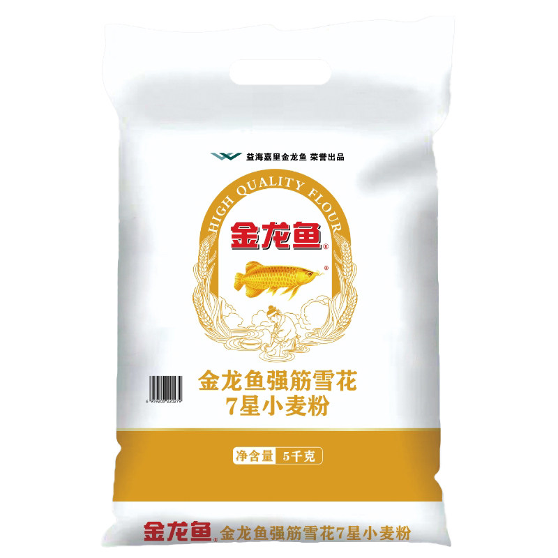 DC/金龙鱼强筋雪花小麦粉5kg袋装家用面粉烘焙专用粉包子饺子面条