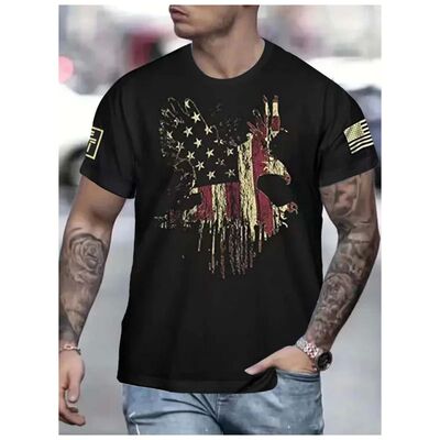 Fashionable loose 3D digital printed T-shirt 时尚3D印花T恤男