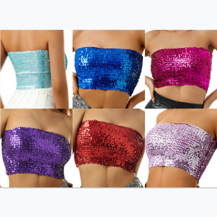 sequined 时尚 strapless woman 亮片抹胸上衣女士 blouse Fashion