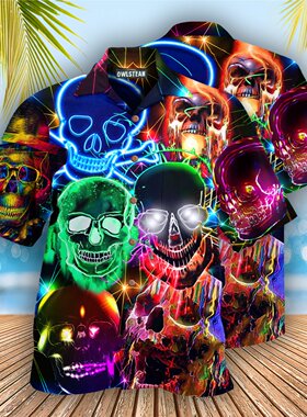 Casual 3D printed shirt with short sleeves休闲3D印花短袖衬衫