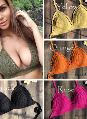 Hand crochet sexy breast-binding woman时尚手钩针织性感裹胸女