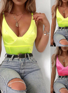 Tank top solid color sexy one-piece woman 吊带纯色性感连体衣