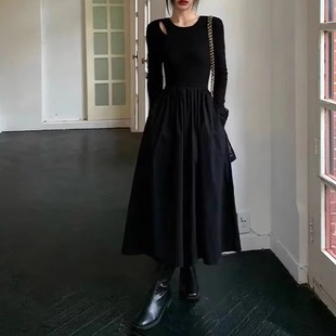 Long sleeved knitted slimming long skirt长袖针织修身气质长裙