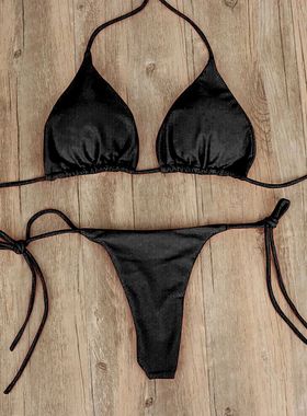 Fashionable neck tied swimsuit for women时尚挂脖系带泳衣女士