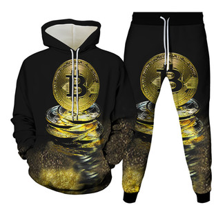 Simple printed hoodie set for men 简约3D印花连帽卫衣套装男士