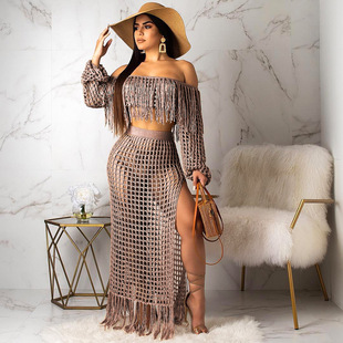 Mesh Off Cutout Set 露肩鏤空網格長裙套裝 Dress Shoulder Long