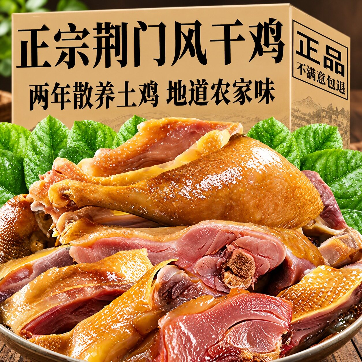 湖北荆门十里铺风干鸡正宗特产农家自制腊鸡整只土鸡散养土咸鸡肉
