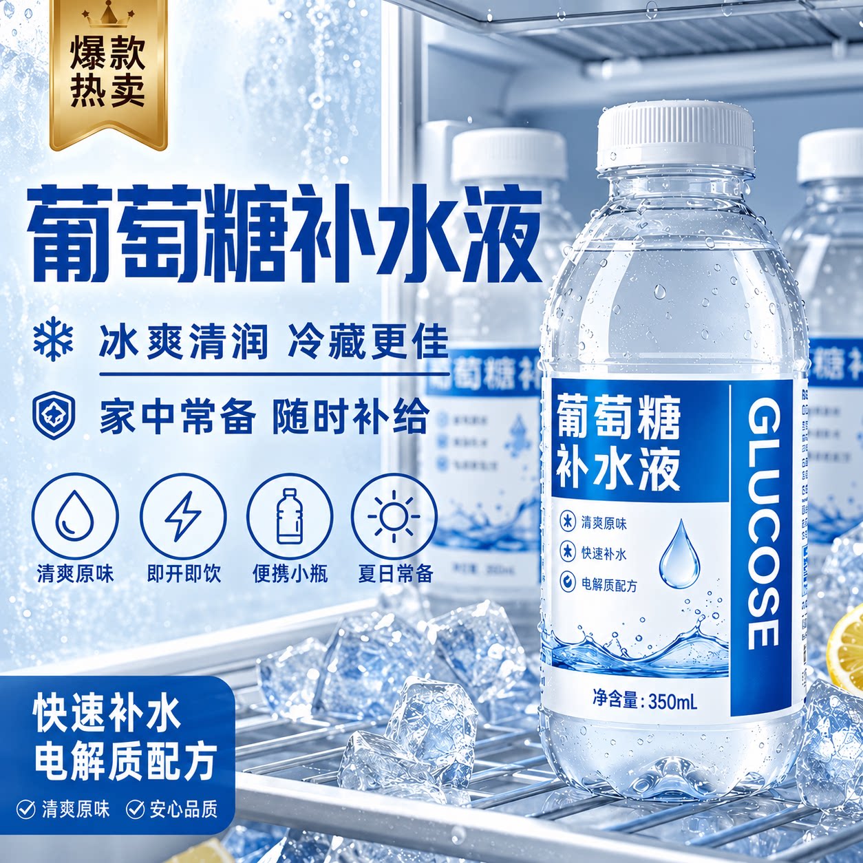 葡萄糖补水液官方旗舰店钙铁锌口服液低血糖运动健身酒后补水整箱