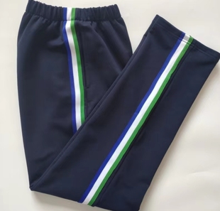 定做天立学校同款纯棉藏蓝色绿白蓝三道杠春秋加绒直筒校服裤