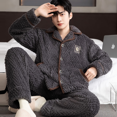 全棉纯棉2025睡衣男冬天季加厚法兰绒套装珊瑚绒家居睡衣