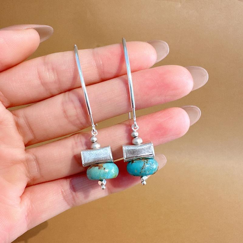 新中式柿饼仿绿松石耳环