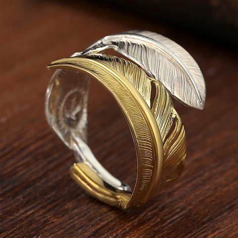 银密码高桥吾郎s925银开口情侣对戒双羽毛戒指男情人节送女友