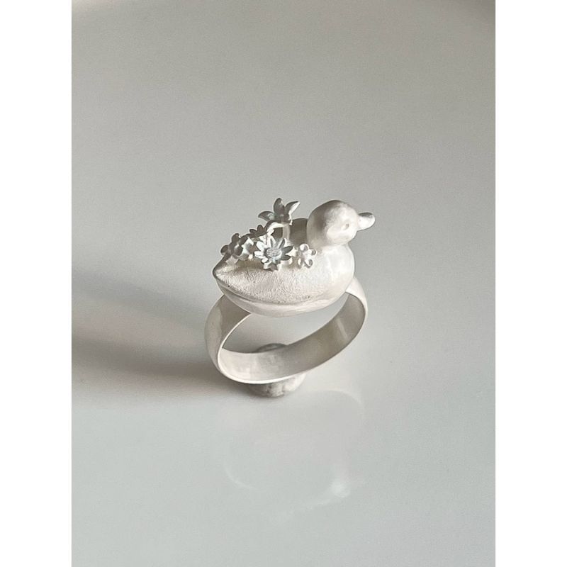 采花大盗·鸭|原创小众戒指烧白开口可爱小动物灵动小鸭子戒指女