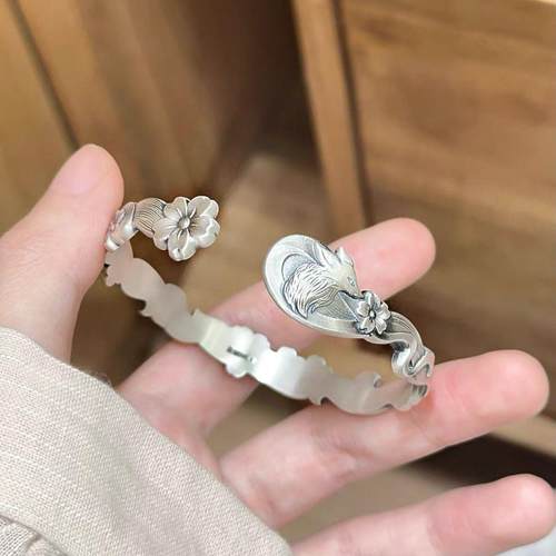 九尾狐探窗999足银手镯