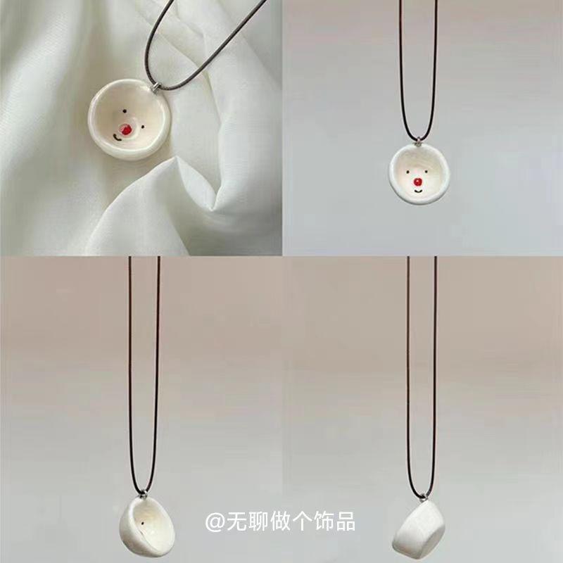 秋冬可爱手作复古毛衣链石塑粘土