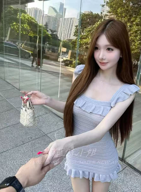 娇娇漫漫甜美温柔风方领连衣裙女夏季设计感小众修身显瘦包臀短裙