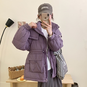 九江羽绒服女官方旗舰店2024年新款中长款韩版时尚休闲连帽收腰小