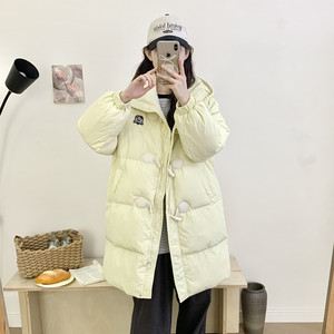 九江羽绒服女官方旗舰店反季冬季新款中长款小个子2024牛角扣学院