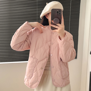 九江羽绒服女官方旗舰店反季短款小个子宽松百搭轻薄无领面包服韩